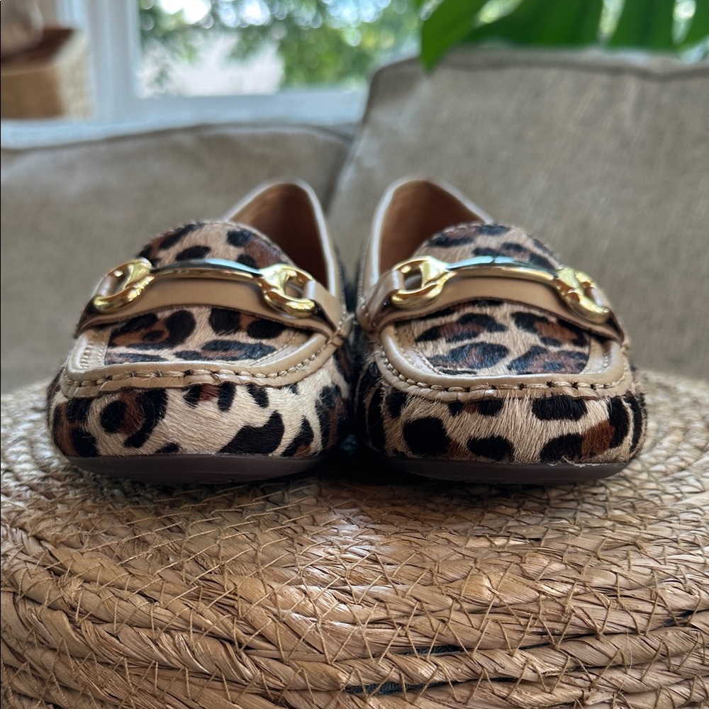Marc Joseph New York Leather Leopard Print Flats with Gold Buckle size 9.5 - Picture 2 of 6